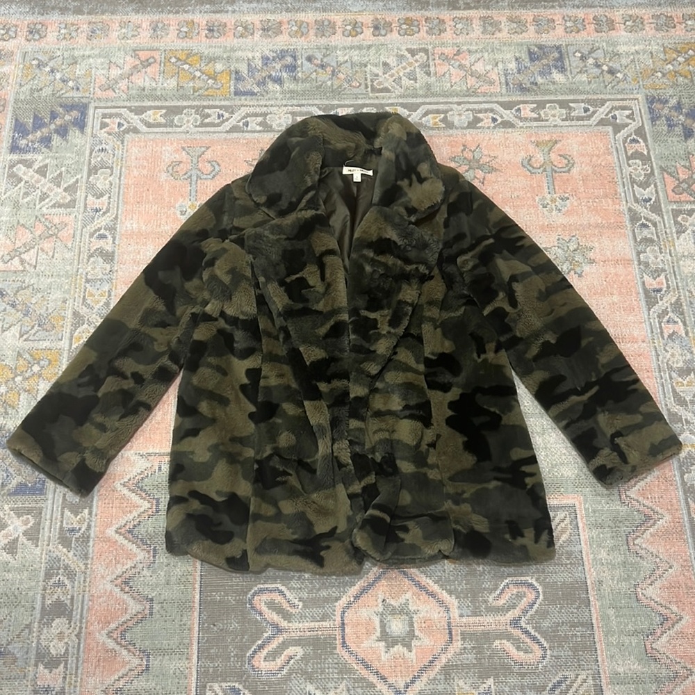 Faux Fur Camouflage Coat